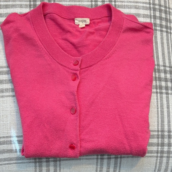 J. Crew Vibrant Pink Cardigan Sweater - Picture 2 of 8